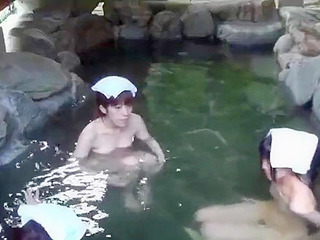 Get naughty and wet with kinky Japanese girls' nude bathing and undressing antics in public Onsen!